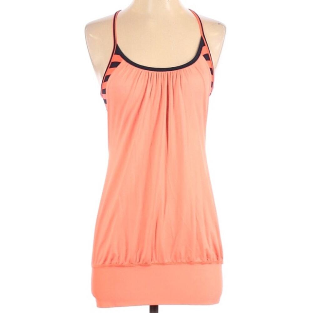 Lululemon No Limits Tank orange stripe layered top